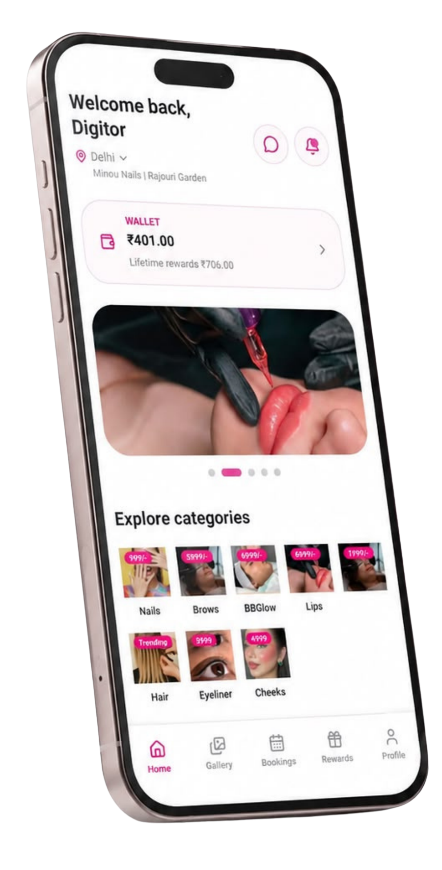 Minou Nails App Home